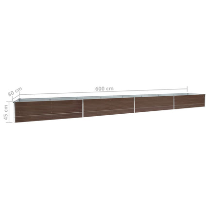 plantekasse 600x80x45 cm galvaniseret stål brun