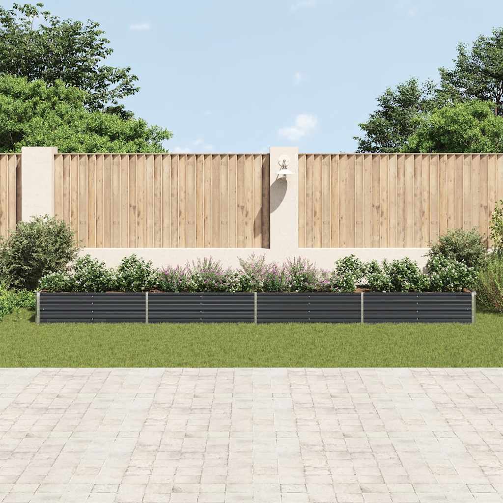 hævet plantekasse 600x80x45 cm galvaniseret stål antracitgrå