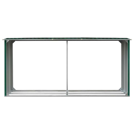 brændeskur til haven 330 x 92 x 153 cm galvaniseret stål grøn