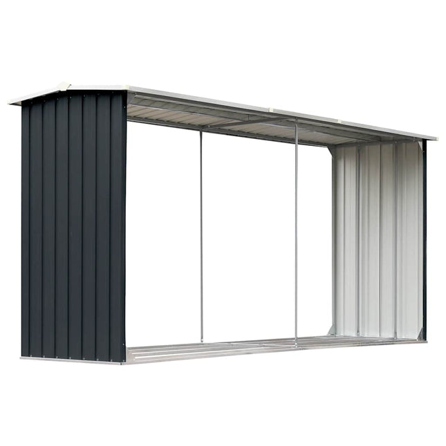 brændeskur 330 x 92 x 153 cm galvaniseret stål antracitgrå