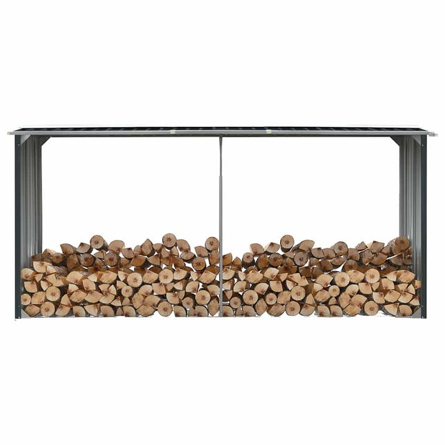 brændeskur 330 x 92 x 153 cm galvaniseret stål antracitgrå