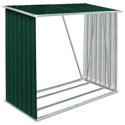 brændeskur til haven galvaniseret stål 163x83x154 cm grøn