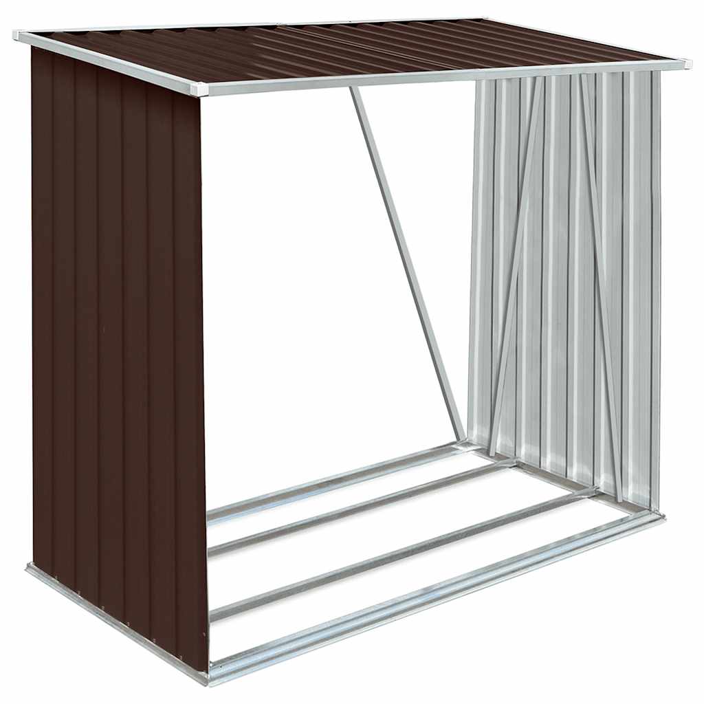 brændeskur til haven 163x83x154 cm galvaniseret stål brun