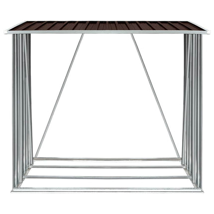 brændeskur til haven 163x83x154 cm galvaniseret stål brun