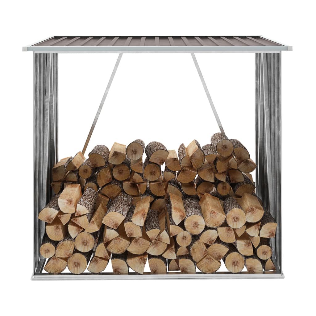brændeskur til haven 163x83x154 cm galvaniseret stål brun