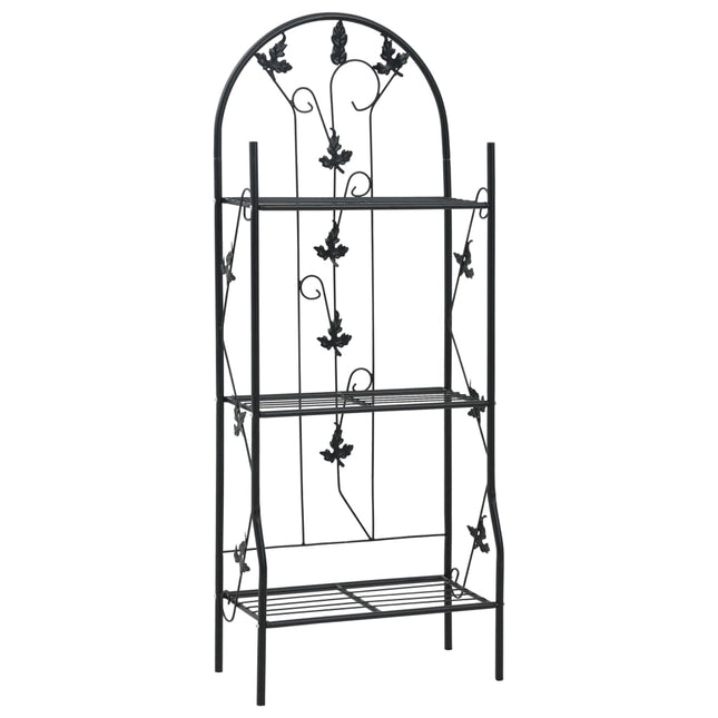 plantestativ med 3 hylder 52x28x128 cm jern sort
