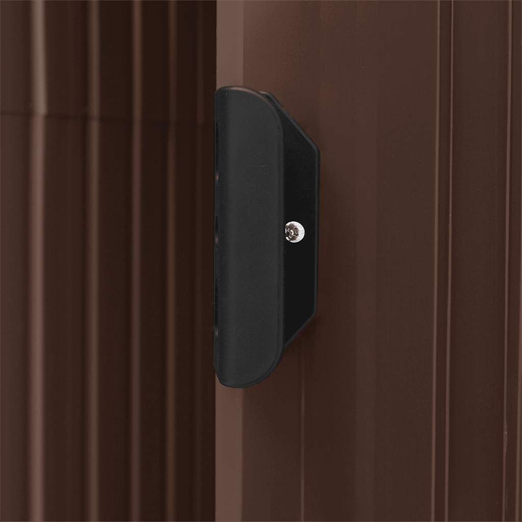 haveskur med reol 205x130x183 cm jern brun