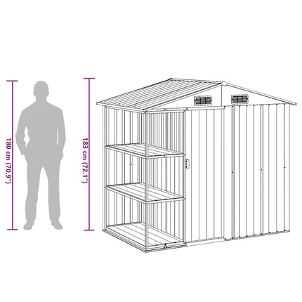 haveskur med reol 205x130x183 cm jern brun