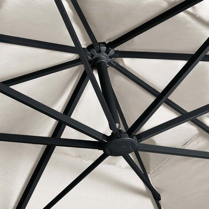 hængeparasol m. LED-lys 400x300 cm aluminiumsstang sandfarvet
