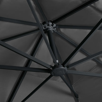 hængeparasol m. LED-lys 400x300 cm aluminiumsstang antracitgrå