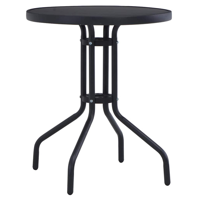 havebord 60 cm stål og glas sort