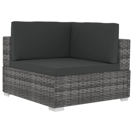 hjørnesæde til sofa med hynder 2 stk. polyrattan grå