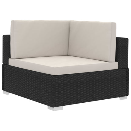 havesofasæt 3 dele med hynder polyrattan sort