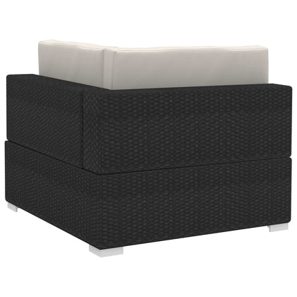 havesofasæt 3 dele med hynder polyrattan sort