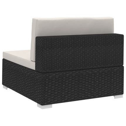 havesofasæt 3 dele med hynder polyrattan sort