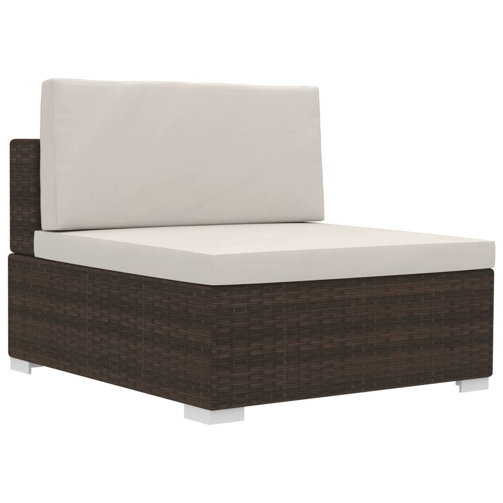 havesofasæt 3 dele med hynder polyrattan brun