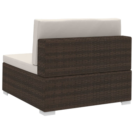 havesofasæt 3 dele med hynder polyrattan brun