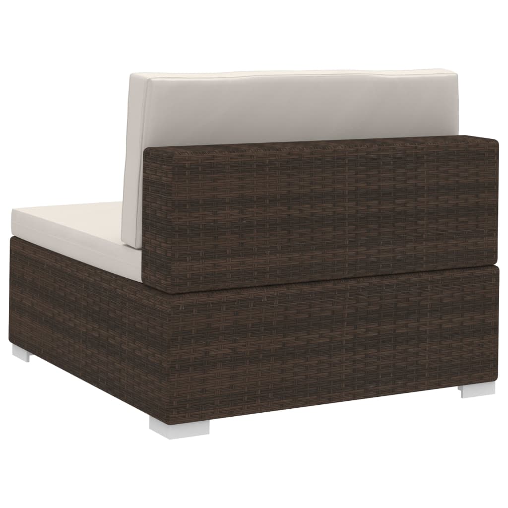 havesofasæt 3 dele med hynder polyrattan brun
