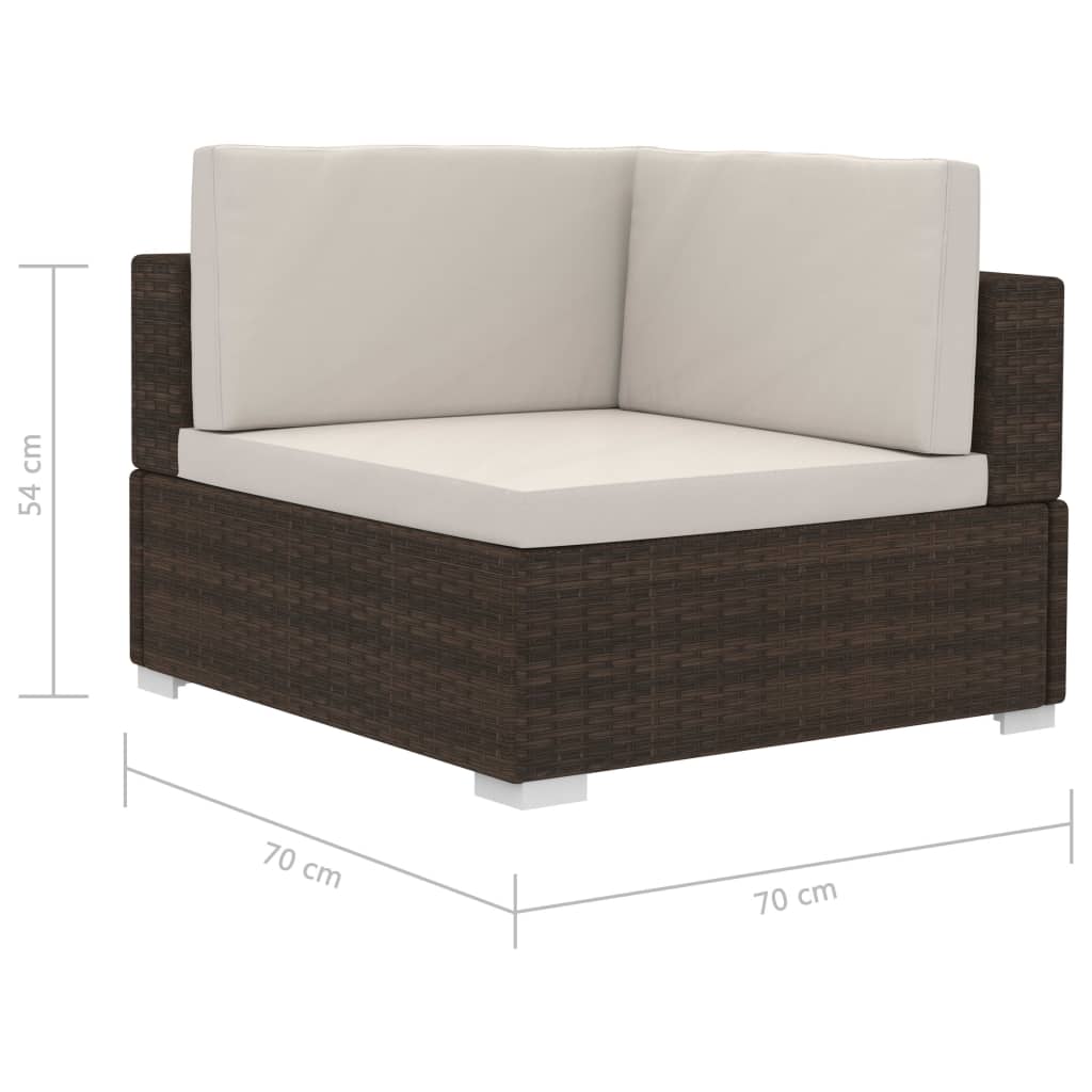 havesofasæt 3 dele med hynder polyrattan brun