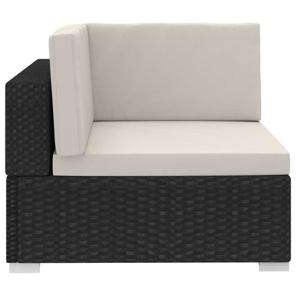 havesofasæt med hynder 4 dele polyrattan sort
