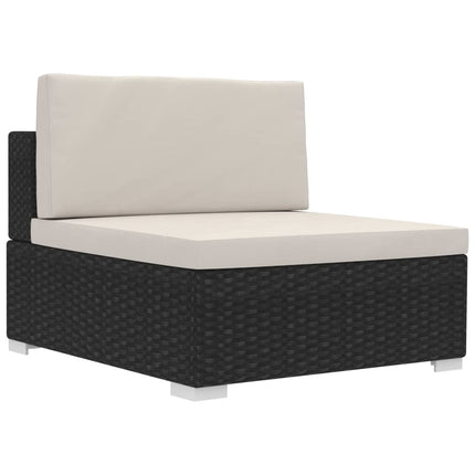 havesofasæt med hynder 4 dele polyrattan sort