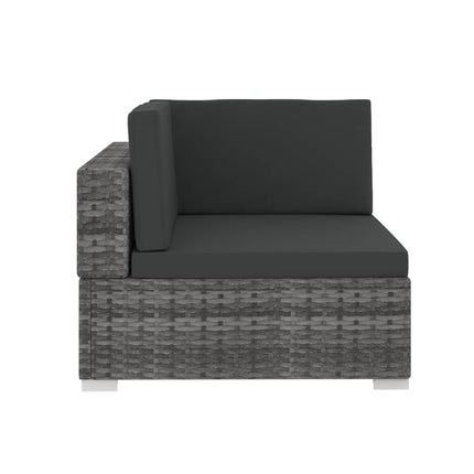 havesofasæt 4 dele med hynder polyrattan grå