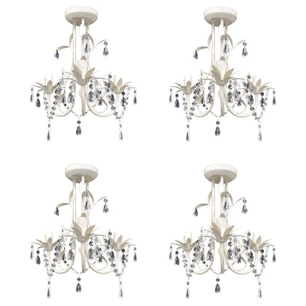 krystallysekroner 4 stk. elegant hvid