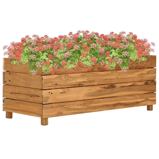 højbed 100x40x38 cm genanvendt teaktræ og stål