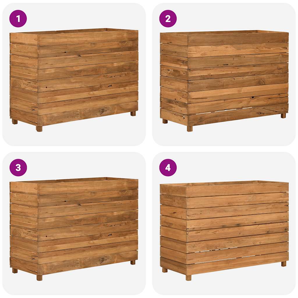 højbed 100x40x72 cm genanvendt teaktræ og stål