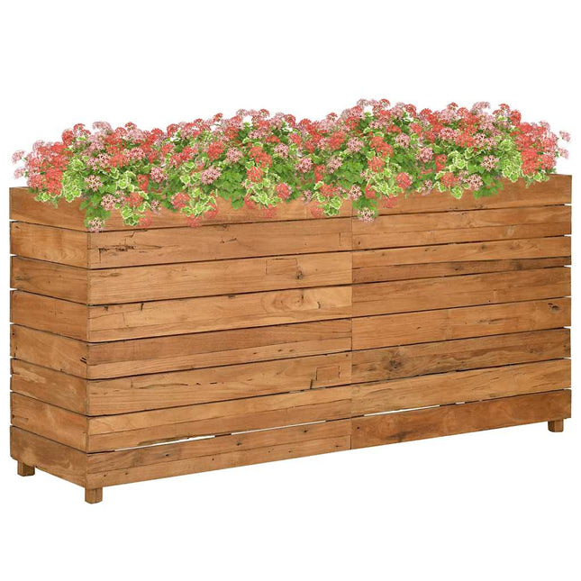 højbed 150x40x72 cm genanvendt teaktræ og stål