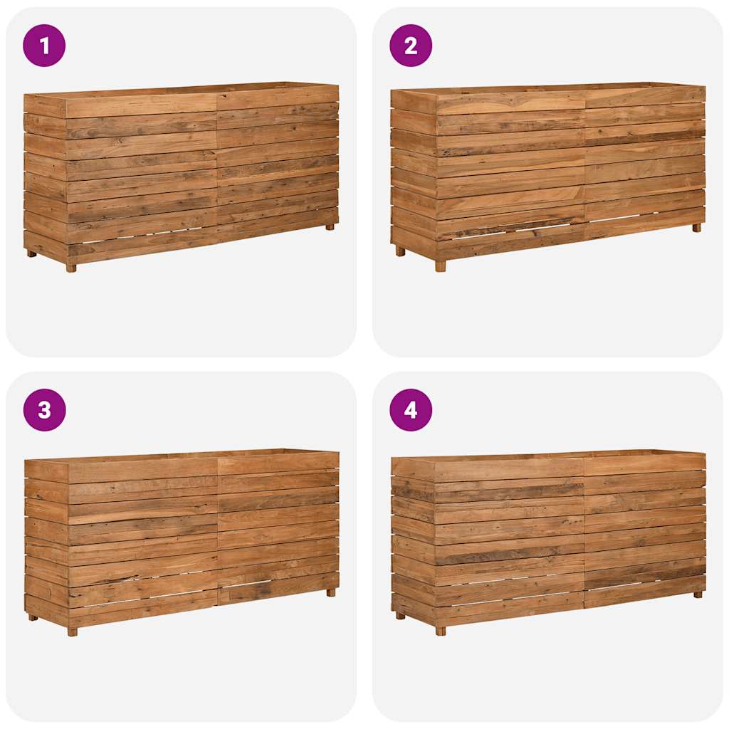 højbed 150x40x72 cm genanvendt teaktræ og stål