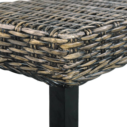 bænk 110 cm naturlig kubu-rattan massivt mahognitræ sort