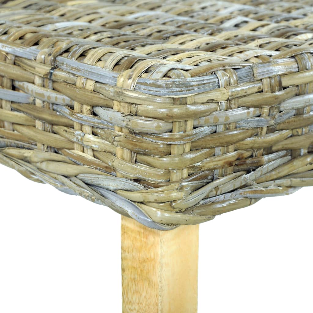 bænk 110 cm naturlig kubu-rattan massivt mahognitræ