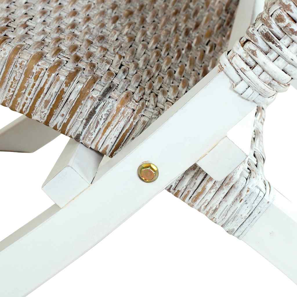 afslapningsstol naturlig kubu-rattan massivt mahognitræ hvid