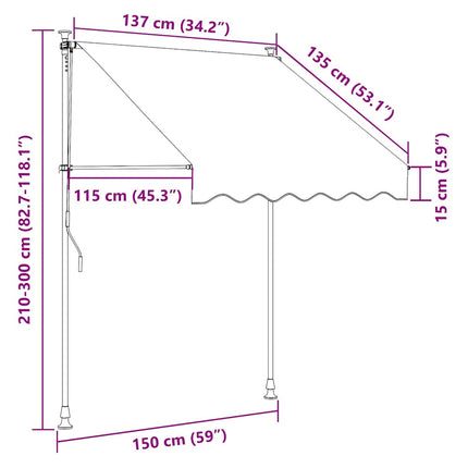 manuel foldemarkise 150 cm orange og brun