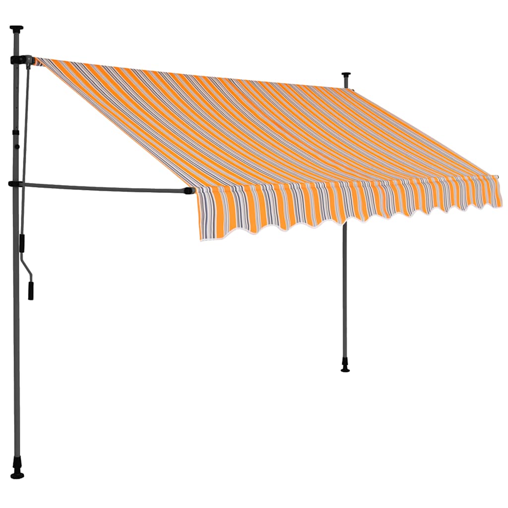 markise m. LED-lys manuel betjening 300 cm gul og blå
