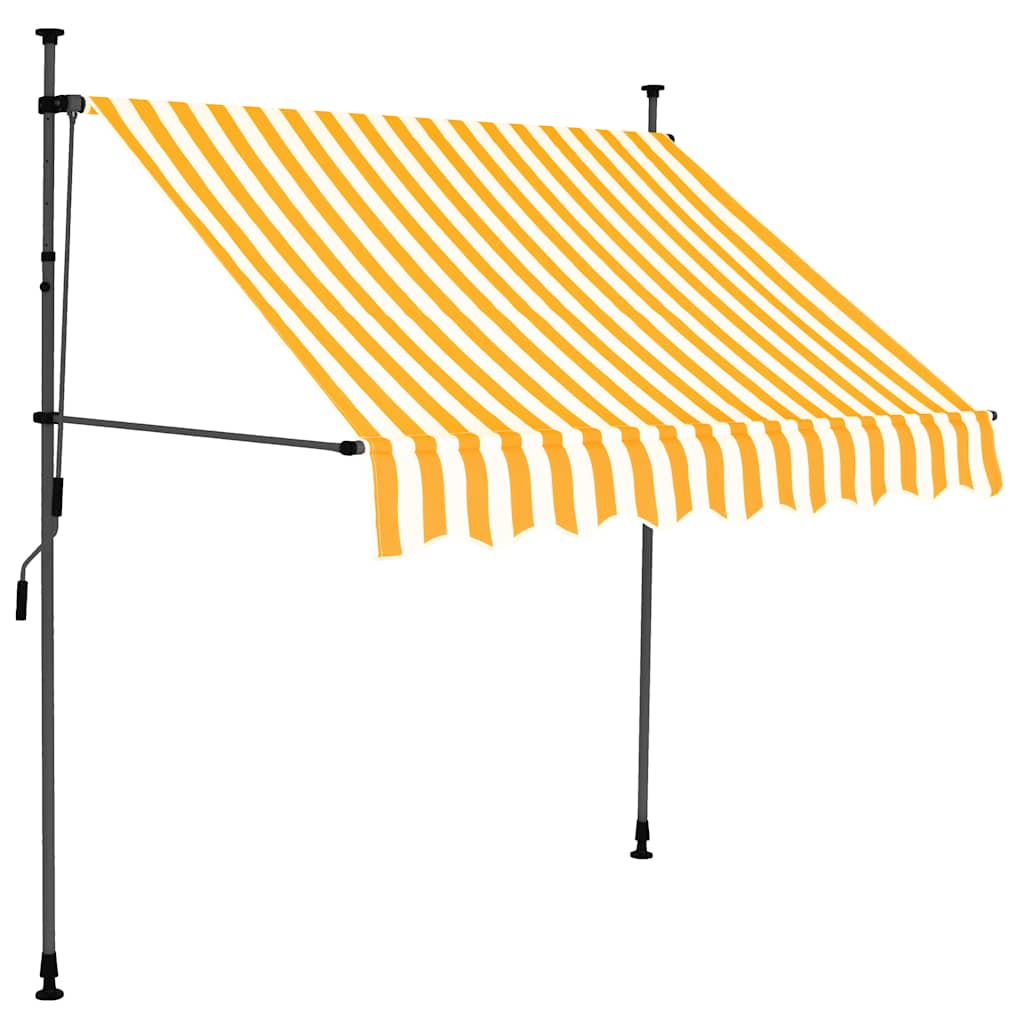 markise m. LED-lys manuel betjening 150 cm hvid og orange