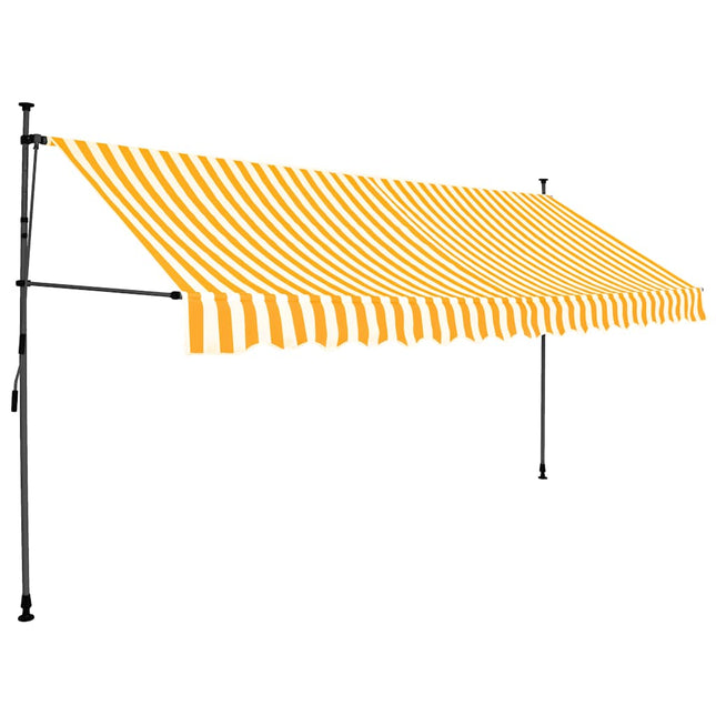 markise m. LED-lys manuel betjening 350 cm hvid og orange
