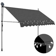 markise m. LED-lys manuel betjening 300 cm antracitgrå