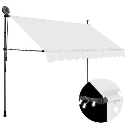 markise m. LED-lys manuel betjening 250 cm cremefarvet