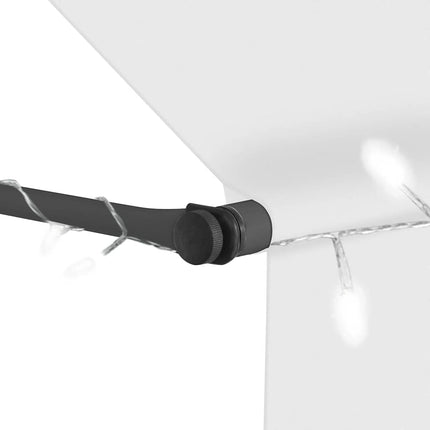 markise m. LED-lys manuel betjening 300 cm cremefarvet