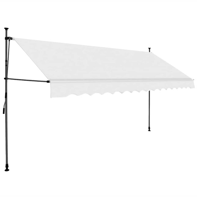 markise m. LED-lys manuel betjening 400 cm cremefarvet