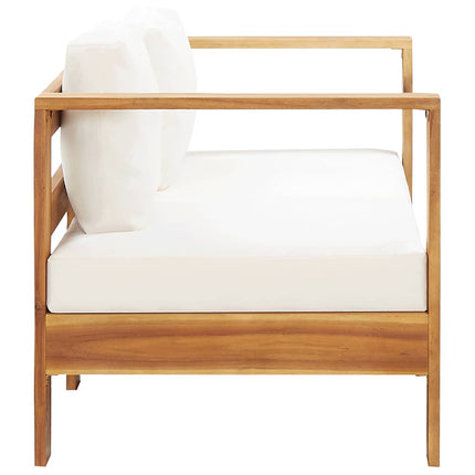 havesofa med hynde 140 cm massivt akacietræ cremefarvet