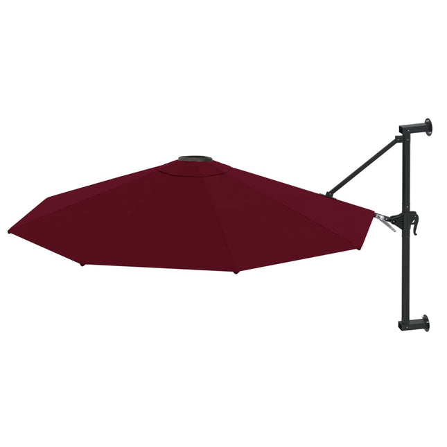 væghængt parasol med metalstang 300 cm bordeauxfarvet