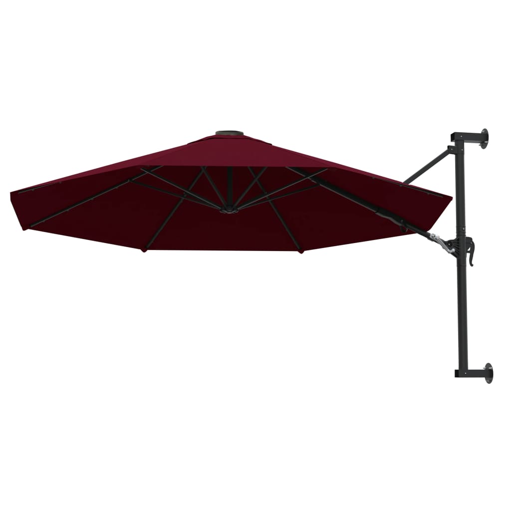 væghængt parasol med metalstang 300 cm bordeauxfarvet