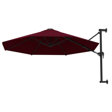 væghængt parasol med metalstang 300 cm bordeauxfarvet