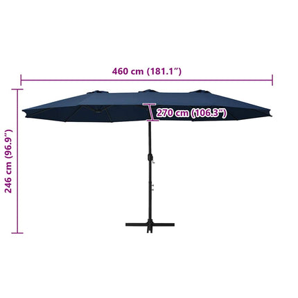 parasol med aluminiumsstang 460x270 cm blå