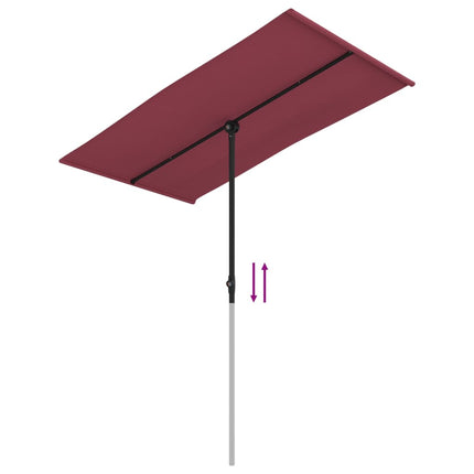 haveparasol med aluminiumstang 180x110 cm bordeauxrød