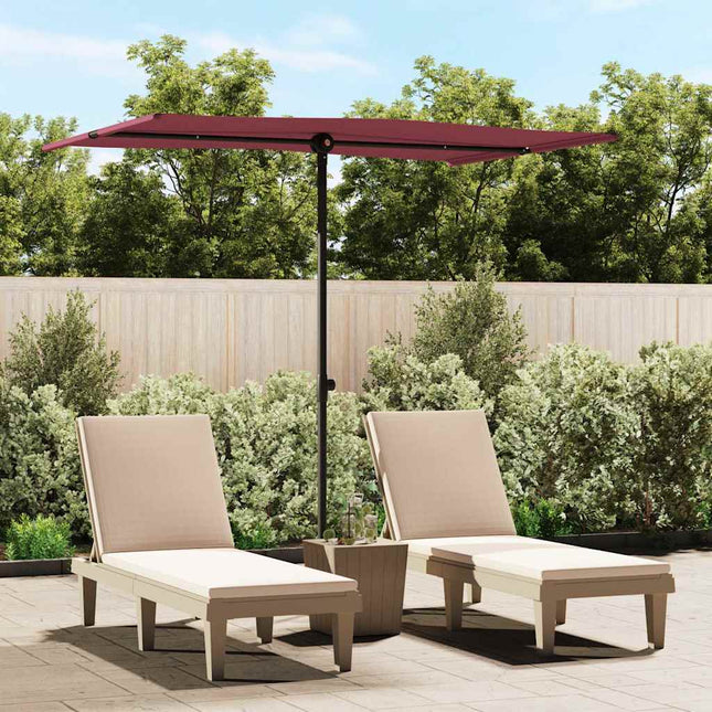 haveparasol med aluminiumsstang 2x1,5 m bordeauxrød