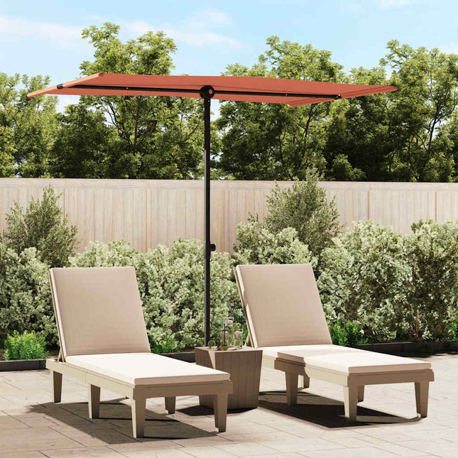 haveparasol med aluminiumstang 2x1,5 m terracotta